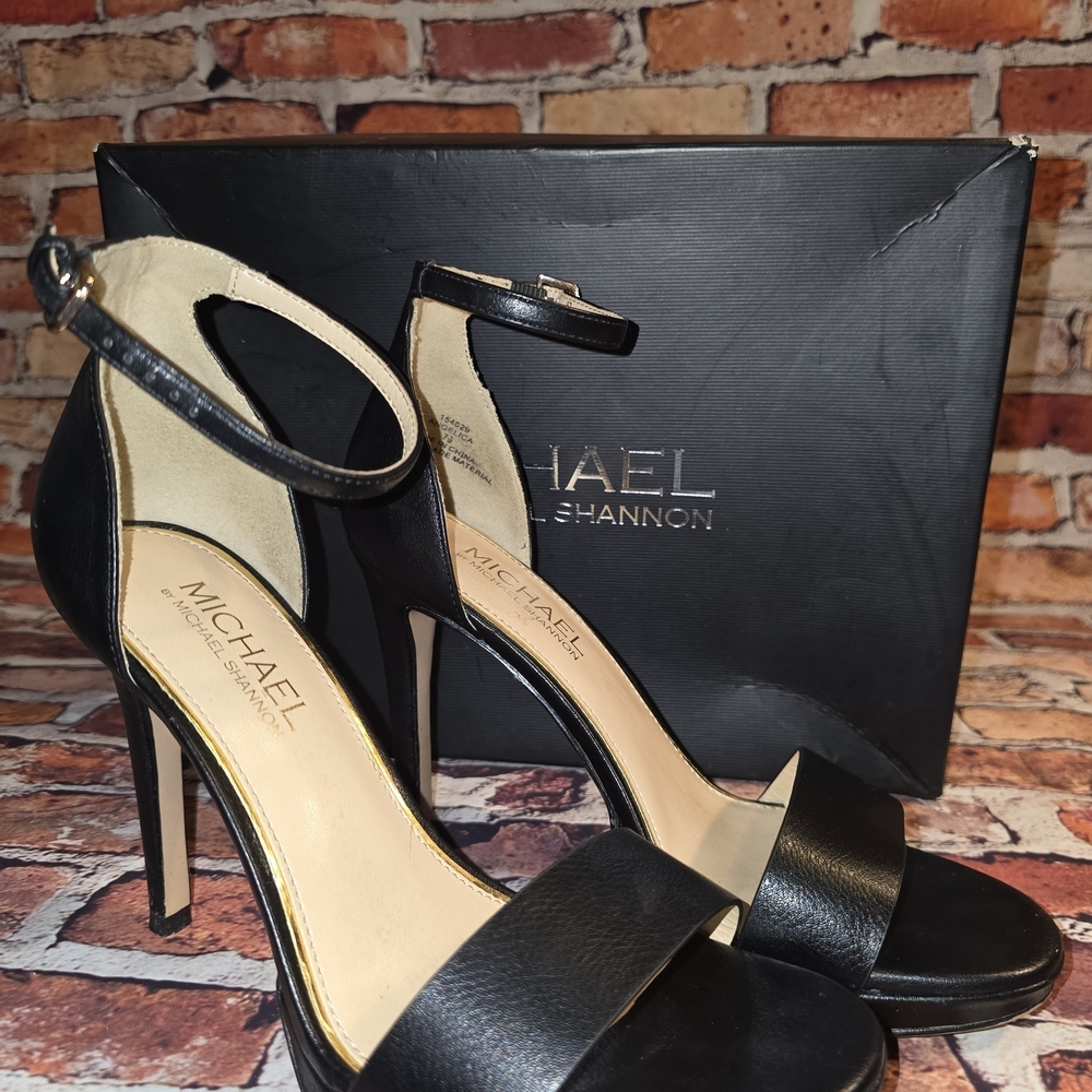 Michael Shannon Black Women's Strappy Sandal Heels Size 7.5